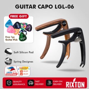 Rixton Guitar Capo LGL 06 Clamp Alu Alloy Metal Wood Grain Quick Change Acoustic Capo with Picks
