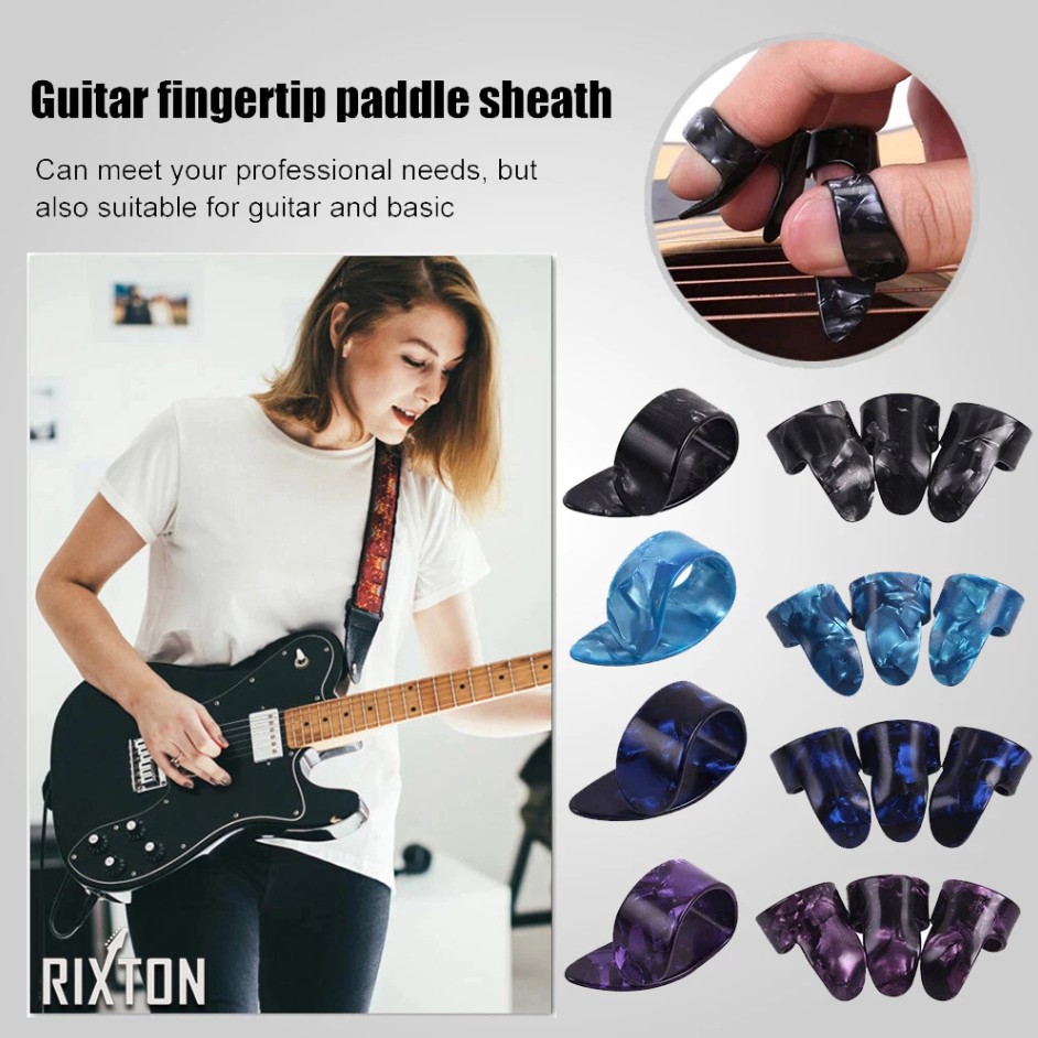 RIXTON Guitar Finger Pick and Thumb Pick Random Colors for Acoustic Electric Guitar and Ukulele - Image 7