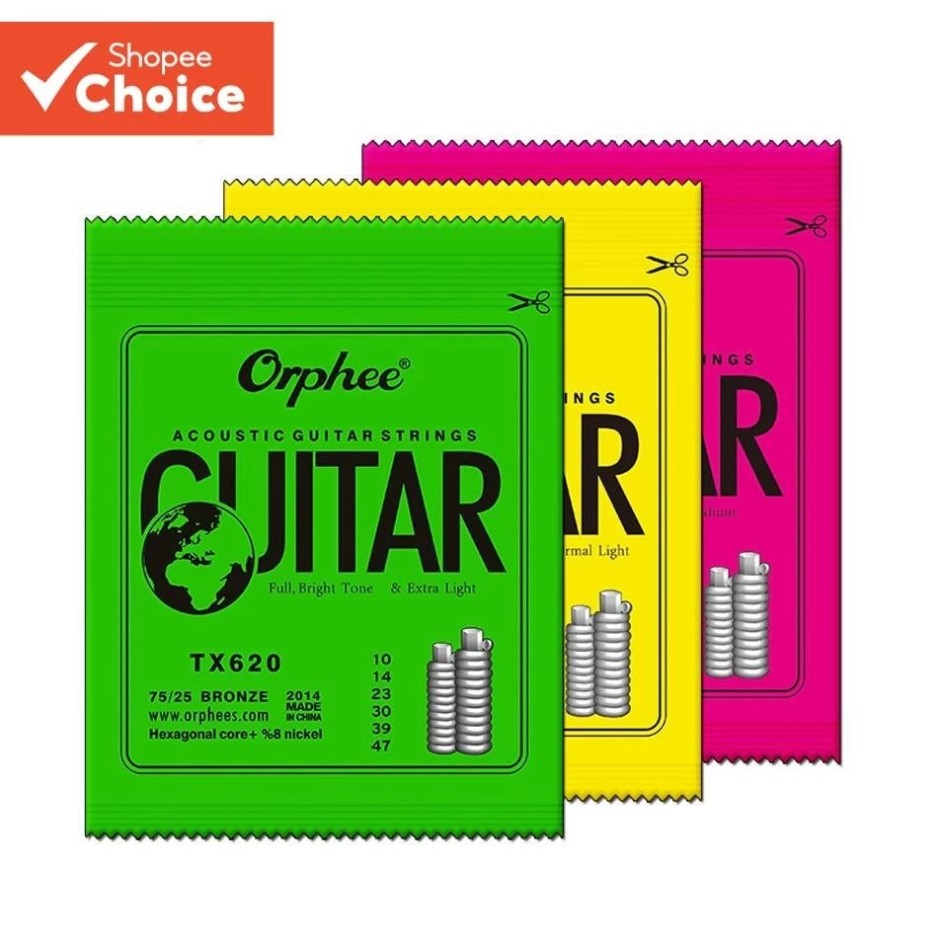 Orphee 6Pcs/set Acoustic Guitar String Hexagonal core+8% Nickel Extra light TX620/TX630/TX640