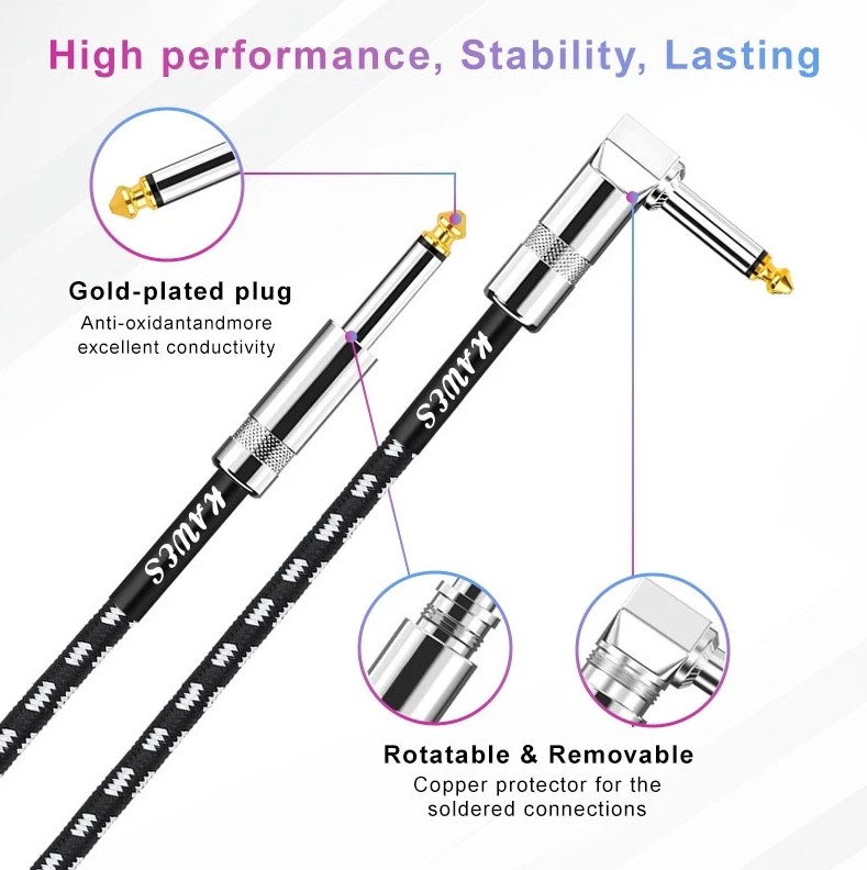 Guitar Cable Noiseless 6.35mm 3M/6M/10M Instrument Cable Electric Guitar Cable Amp Cord - Image 6