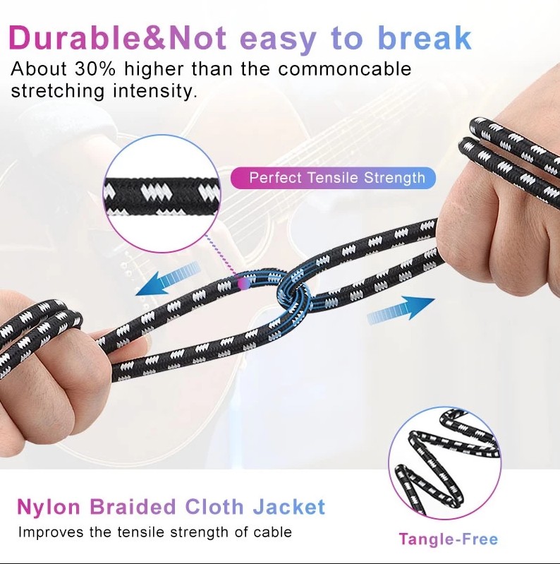 Guitar Cable Noiseless 6.35mm 3M/6M/10M Instrument Cable Electric Guitar Cable Amp Cord - Image 5