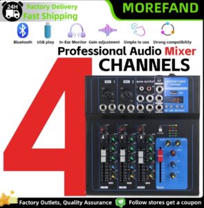 MOREDAND F4-USB 4 Channel Mixer with Bluetooth Sound Mixer Propesyonal na Audio Mixer for stage