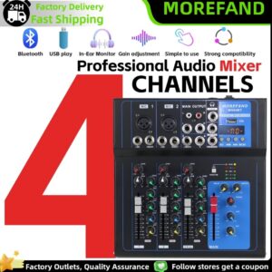 MOREDAND F4-USB 4 Channel Mixer with Bluetooth Sound Mixer Propesyonal na Audio Mixer for stage