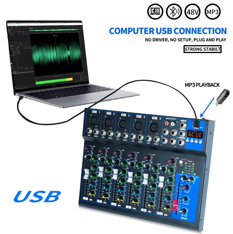 YAMAHA MG04-BT/MG7-BT Propesyonal Audio Mixer with equalizer 4/7 channel built-in EQ/recording - Image 3