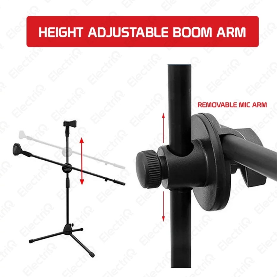 Electriq Professional 51.5 Inches Adjustable Microphone Stand Mic Stand Boom Tripod Base - Image 5
