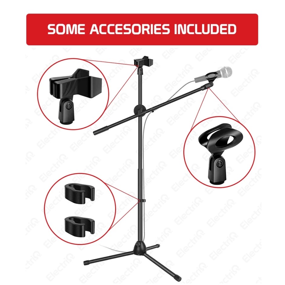 Electriq Professional 51.5 Inches Adjustable Microphone Stand Mic Stand Boom Tripod Base - Image 3