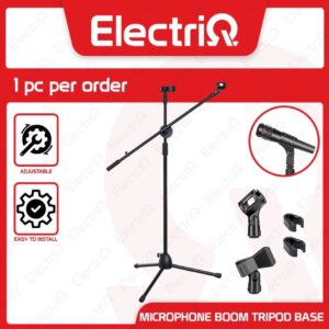 Electriq Professional 51.5 Inches Adjustable Microphone Stand Mic Stand Boom Tripod Base
