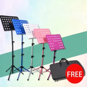 Heavy Duty Adjustable Folding Music Stand with Lyrics Holder