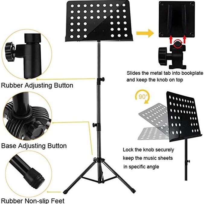 Heavy Duty Adjustable Folding Music Stand with Lyrics Holder - Image 6