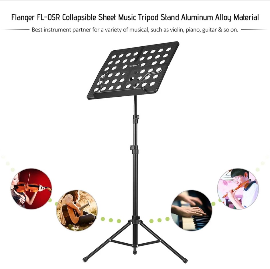 Heavy Duty Adjustable Folding Music Stand with Lyrics Holder - Image 5