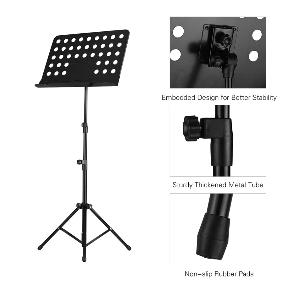 Heavy Duty Adjustable Folding Music Stand with Lyrics Holder - Image 4