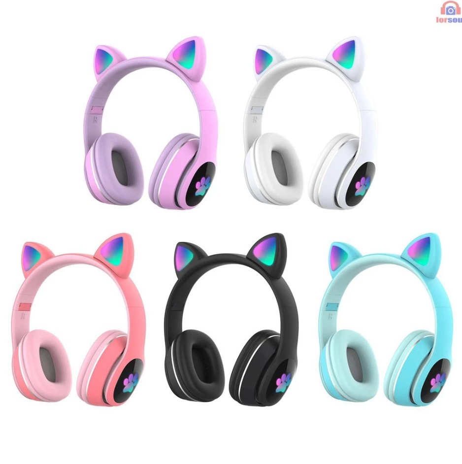 Lucky Earphone P47 Cat Ear Headphone Bluetooth LED Adjustable Foldable Headphones #1