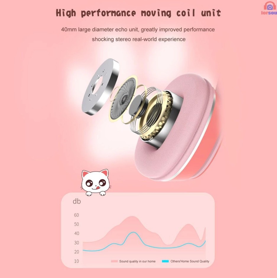 Lucky Earphone P47 Cat Ear Headphone Bluetooth LED Adjustable Foldable Headphones #1 - Image 2