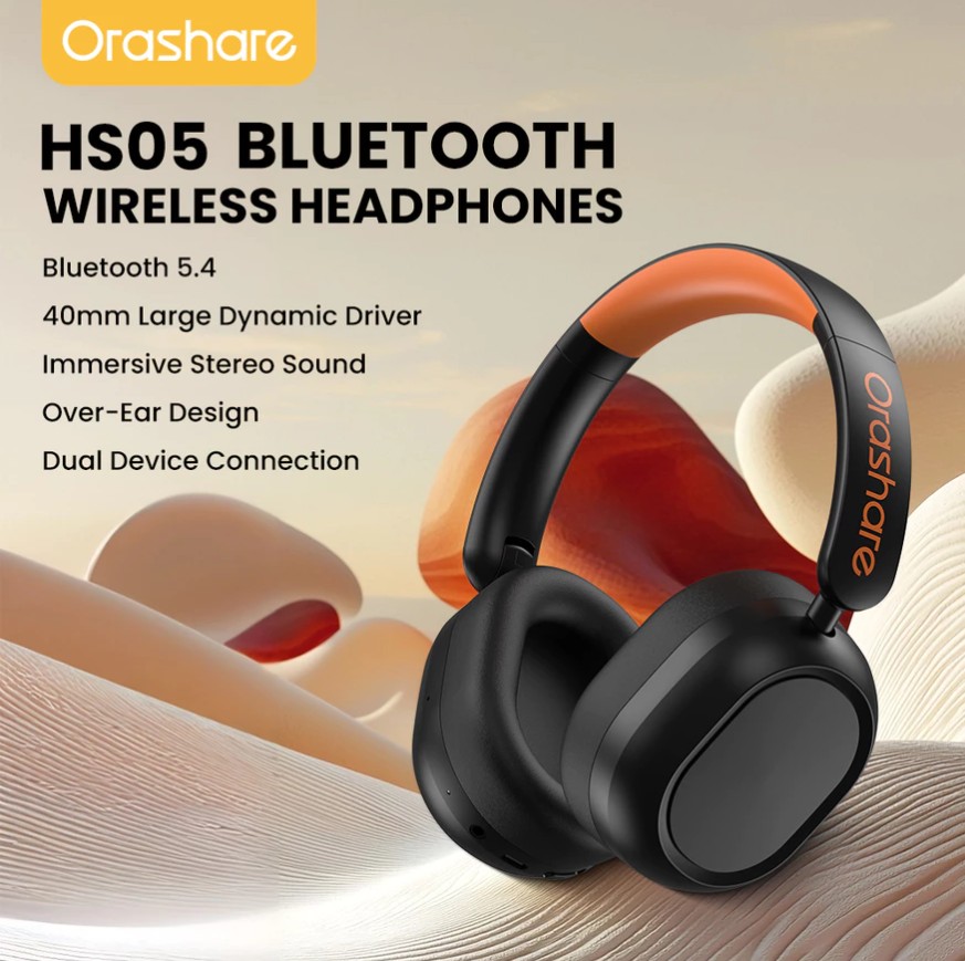 Orashare HS05 Wireless Headphones Bluetooth 5.4 Low Latency Gaming 17H Playtime Foldable & Bass