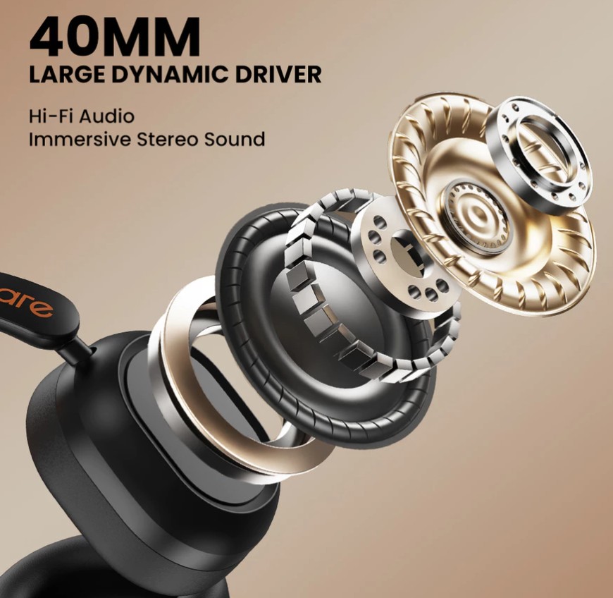 Orashare HS05 Wireless Headphones Bluetooth 5.4 Low Latency Gaming 17H Playtime Foldable & Bass - Image 9