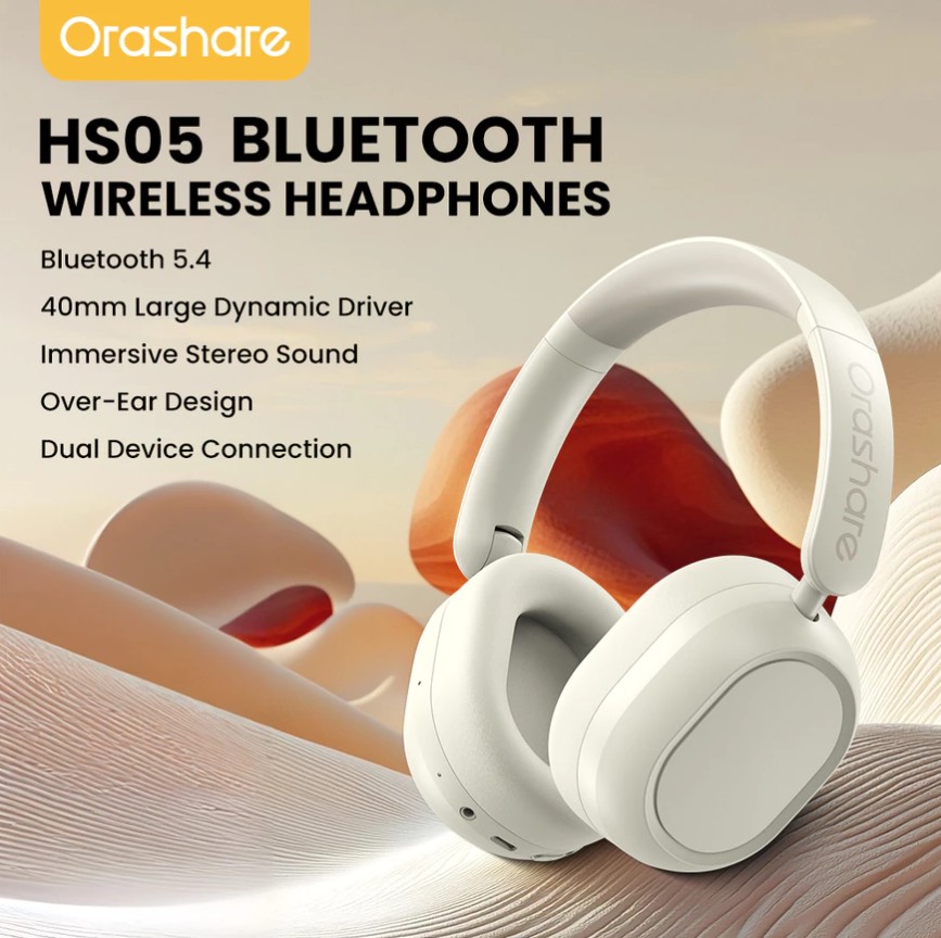 Orashare HS05 Wireless Headphones Bluetooth 5.4 Low Latency Gaming 17H Playtime Foldable & Bass - Image 8