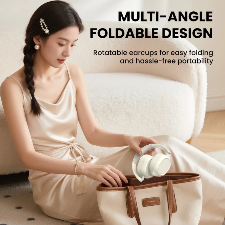 Orashare HS05 Wireless Headphones Bluetooth 5.4 Low Latency Gaming 17H Playtime Foldable & Bass - Image 4