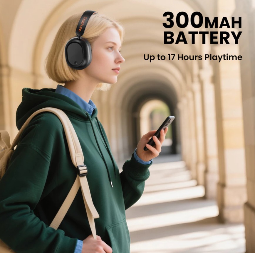 Orashare HS05 Wireless Headphones Bluetooth 5.4 Low Latency Gaming 17H Playtime Foldable & Bass - Image 3