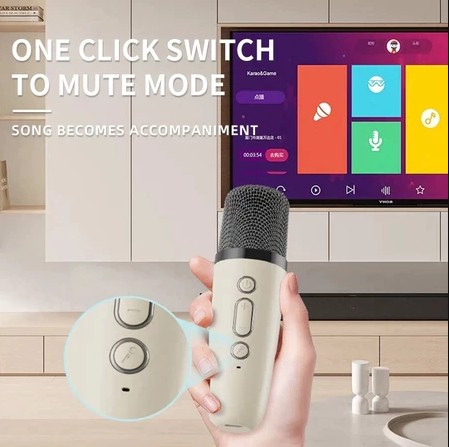 K12 Mini Karaoke Wireless Audio SpeakerBluetooth Microphone Portable HomeKTV With 2 Microphone - Image 3