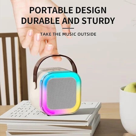 K12 Mini Karaoke Wireless Audio SpeakerBluetooth Microphone Portable HomeKTV With 2 Microphone - Image 2