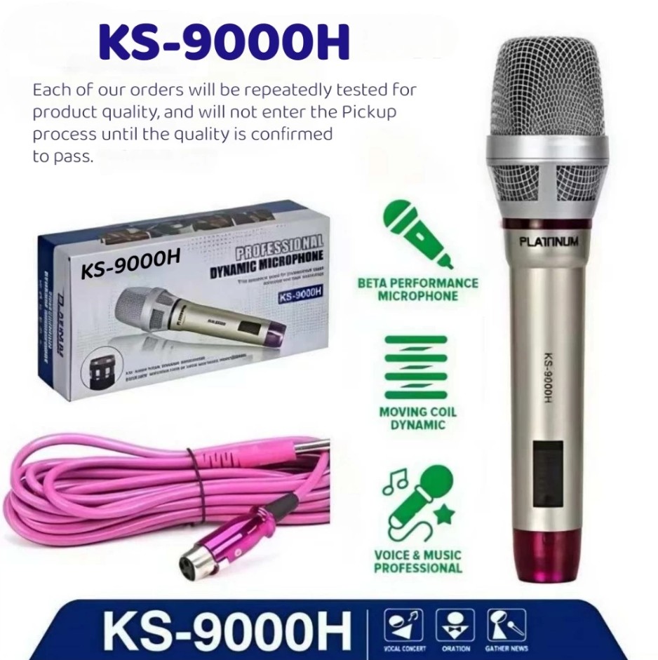 KS-9000H Platinum Karaoke Dynamic Microphone Professional Wired MIC For Videoke Recording KTV System