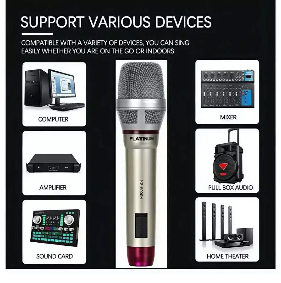 KS-9000H Platinum Karaoke Dynamic Microphone Professional Wired MIC For Videoke Recording KTV System - Image 6