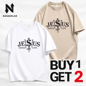 【BUY 1 TAKE 1】Jesus Saved My Life design casual printed T-shirt for men printed MenswearTX8858