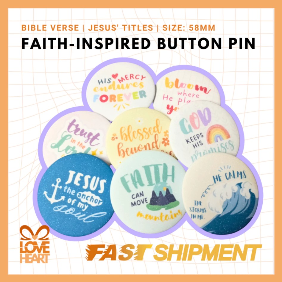 FAITH-INSPIRED BUTTON PINS (min. order 2pcs) | GLOSSY OR GLITTER FINISH